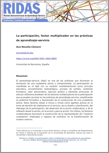 La participación, factor multiplicador en las prácticas de aprendizaje-servicio